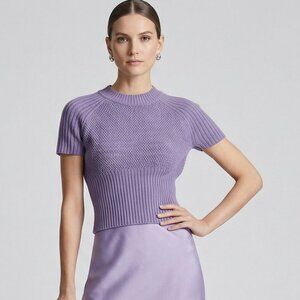 St. John Cropped Cap Sleeve Sweater Lavender Size S